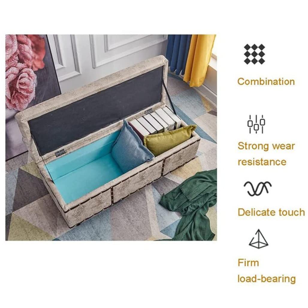 Taburete de almacenamiento de tela para zapatos, cambiador rectangular con marco de madera maciza, caja de almacenamiento multifuncional para el hogar, gran capacidad, diseño versátil