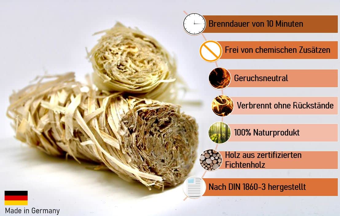 20kg Bio Anzündwolle Kaminanzünder Grill Holz Anzünder Holzwolle Feueranzünder Feuer Anzündwürfel