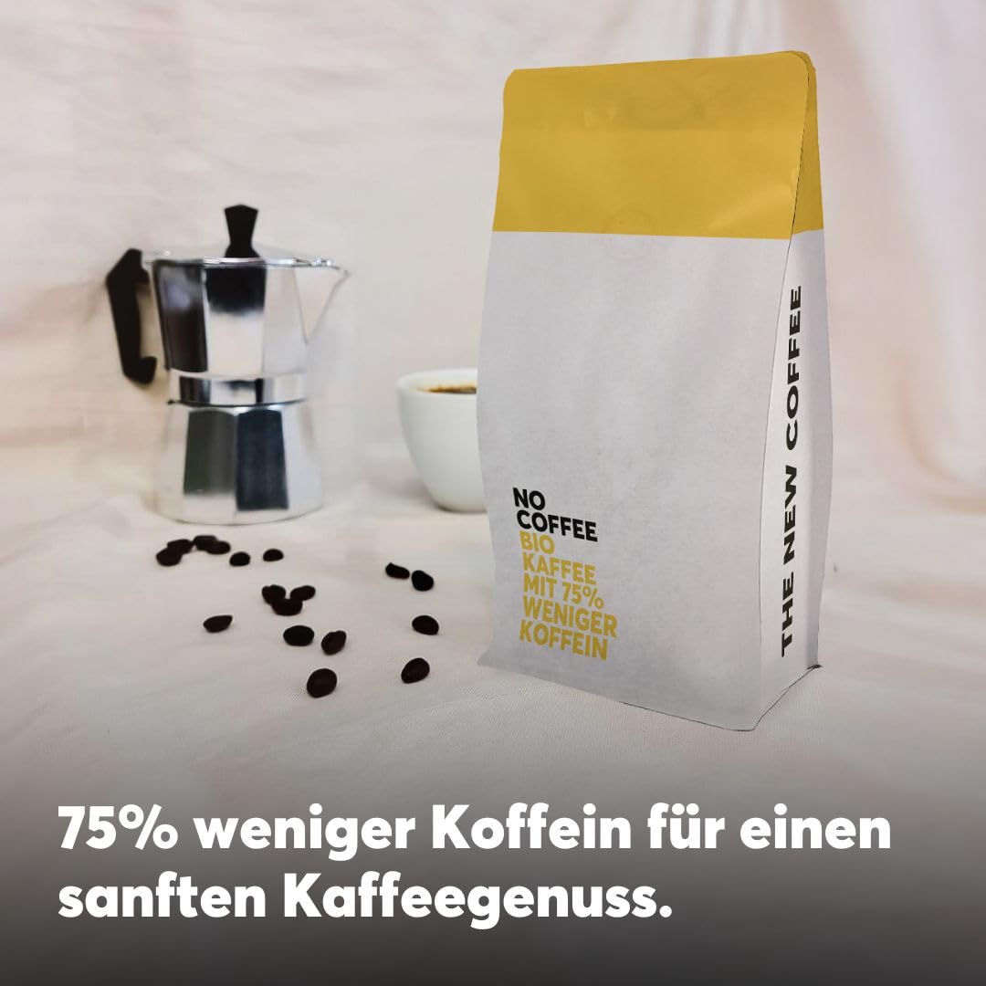 No Coffee® 75% weniger Koffein | mit Wasser entkoffeinierte Kaffeebohnen (1kg) | Decaf Coffee Beans | Entkoffeinierter Kaffee | Kaffeebohnen entkoffeiniert | Bio Kaffee entkoffeiniert