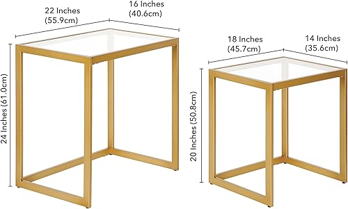 Miniatura 9 de Henn&Hart Mesa auxiliar rectangular anidada en latón, mesa para sala de estar, dormitorio