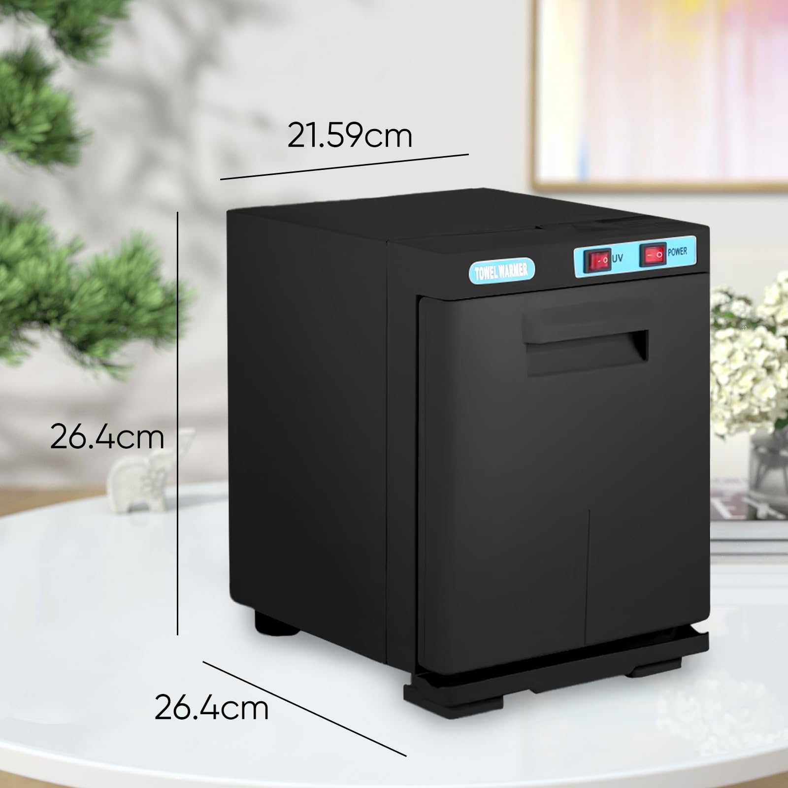 176°F 5L Calentador de toallas caliente Cuero, esterilizador Uv calentador de toallas, armario de toallas calientes, para salón de peluquería, cuarto de baño, belleza oficina en casa gimnasio (A-Negro