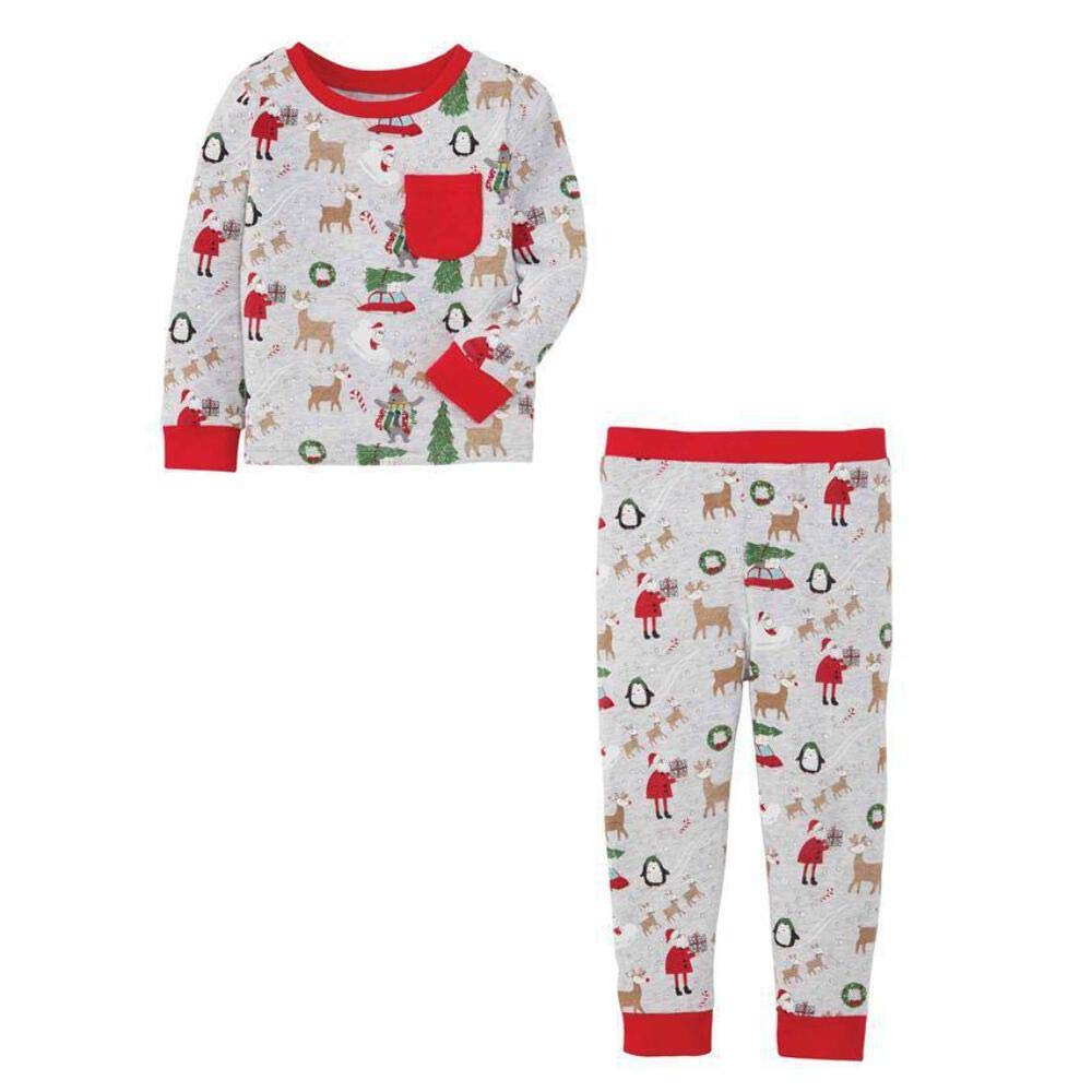 Mud Pie Boy Christmas Pajamas (9-12 Months) Grey