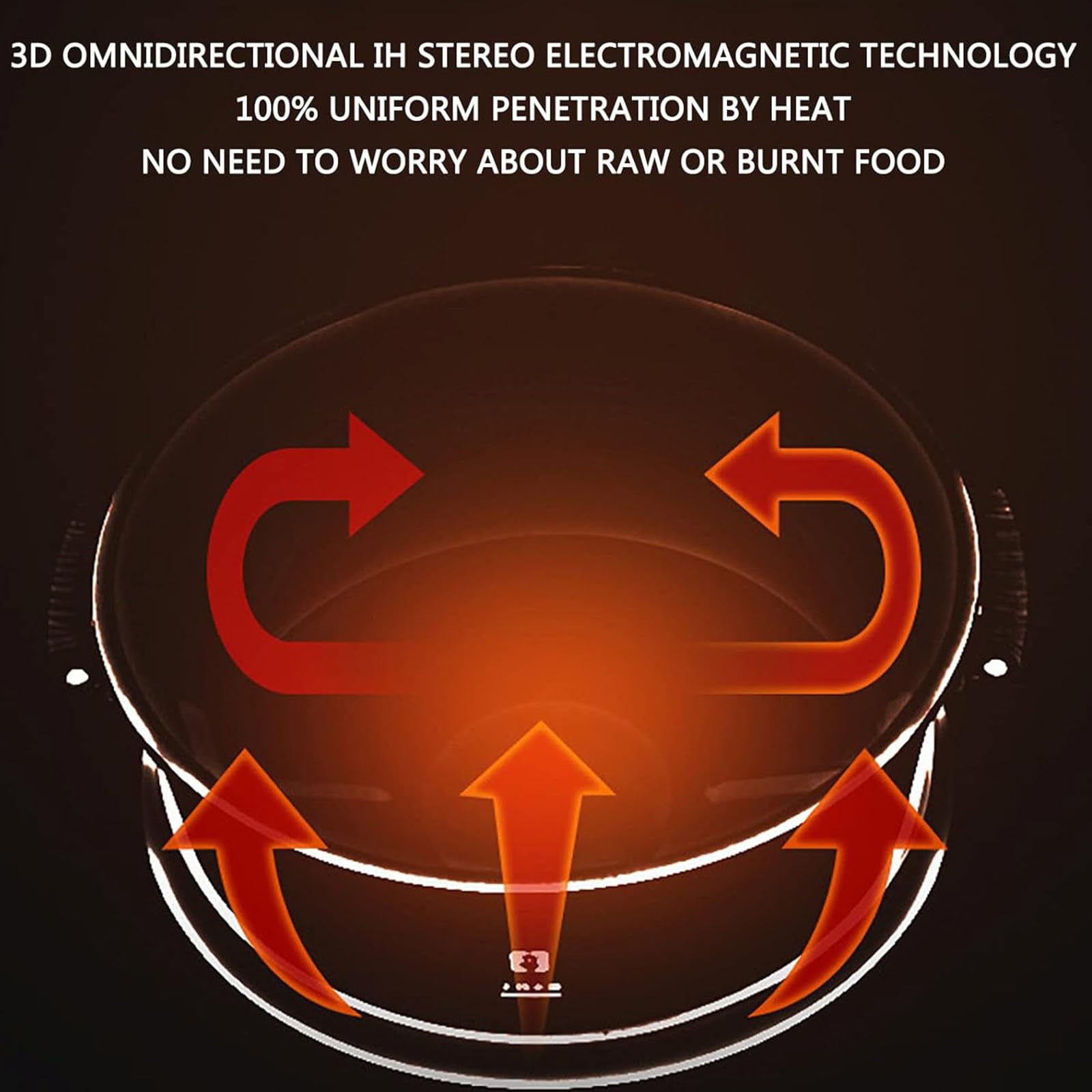 Procesador de alimentos comercial de 8 L, máquina de cocción automática inteligente con rotación de 360° y calefacción 3D, potencia de fuego de 3 engranajes para uso doméstico y restaurante