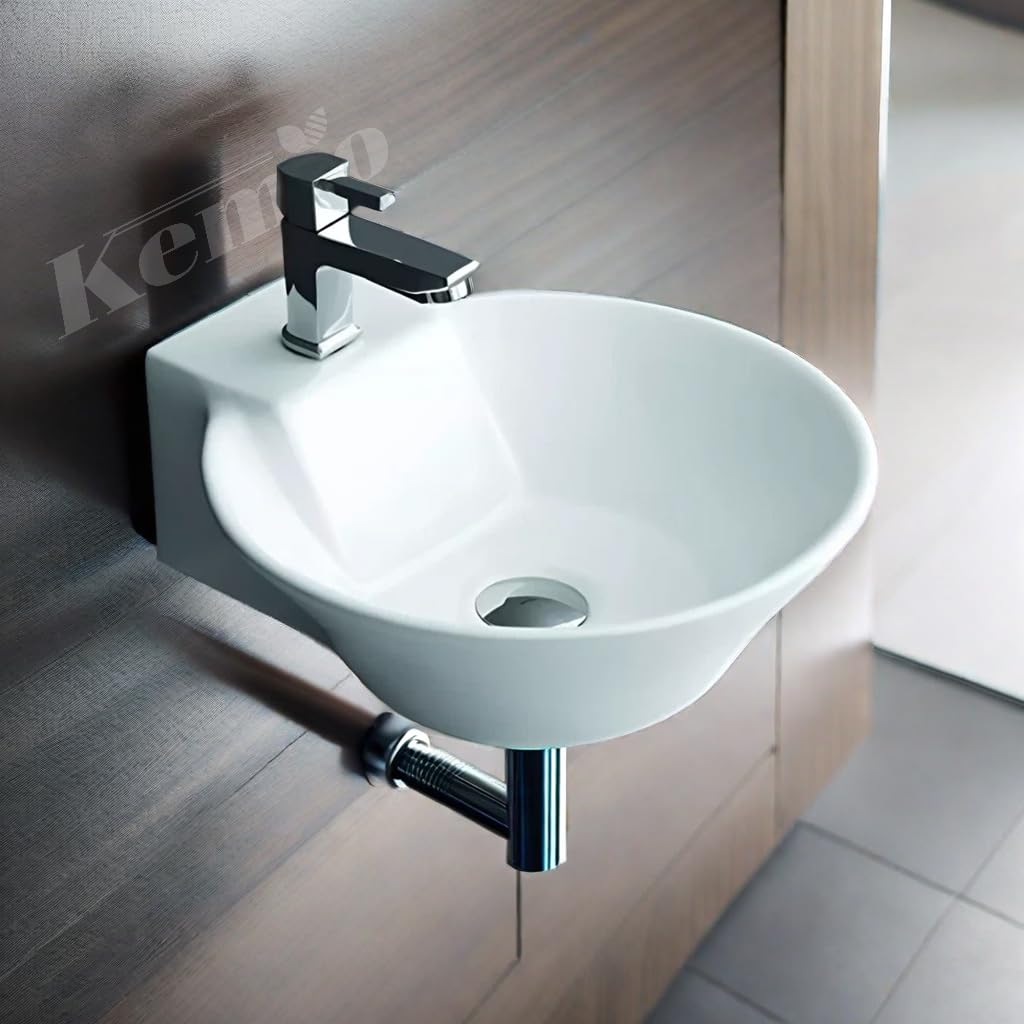 Kemjo Ceramic Wall Mounted Polished Wash Basin For Bathroom Wall Hung Wash Basin/Sink (15.35 X 17.32 X 5.70 Inch,Wt-Vitro) (B09KPZCZCL) Amazon Price History, Amazon Price Tracker