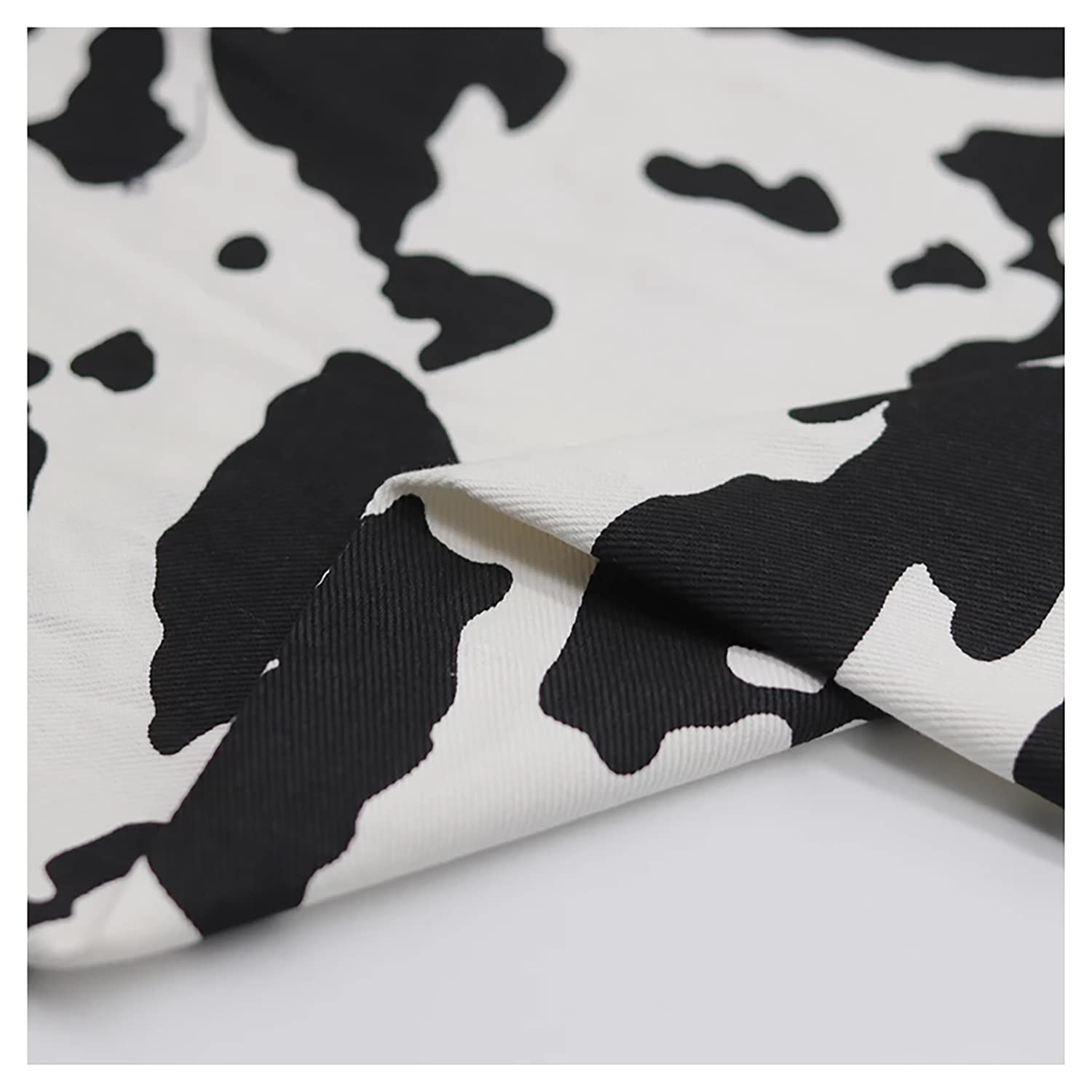 MaJu Stoff mit Kuh-Print Schwarz-weißer Baumwollstoff Twill-Stoff mit Animal-Print Bastelstoff-Material für DIY Handwerk, Mäntel, Röcke, Heimtextilien(Breite: 1,5 m)(Size:3m)