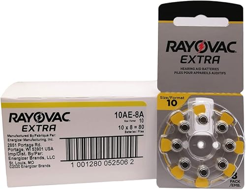 Rayovac Baterías adicionales para audífonos tamaño 10 (80 baterías en total)