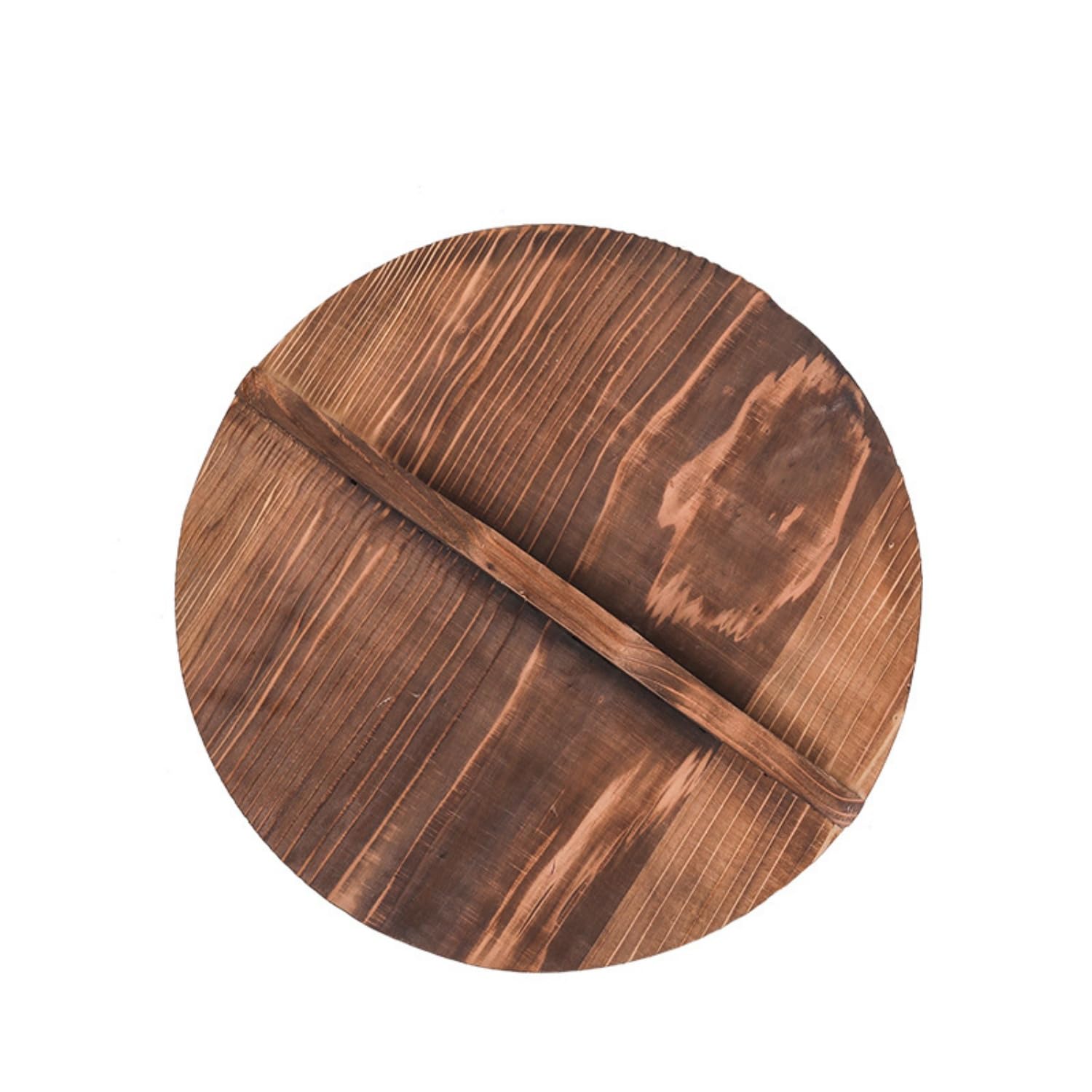 Easnea Carbonized Color Wooden Wok Lid Natural Pot Cover For Stir Fry Pans And Skillets - Round Cooking Accessory With Handle (, 32Cm)