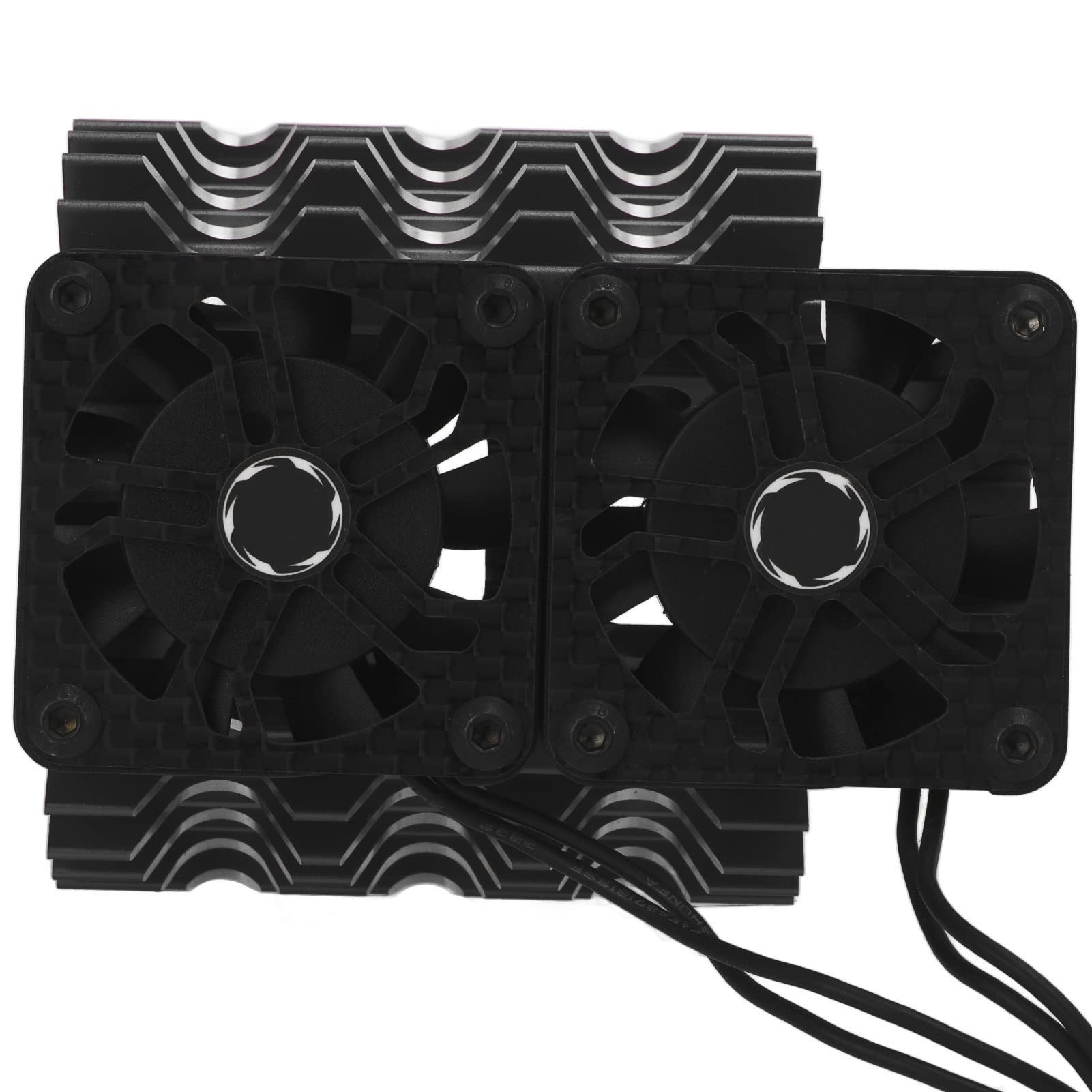 Dualer Lüftermotor, Motor, Kühlkörpermotor, Kühlgebläse, 8,4 V, 16000 U/min, Wärmeableitung [Platzhalter] mit Aluminiumlegierung und Kunststoff für 55 56 58 Mm Bürstenloser (Schwarz)