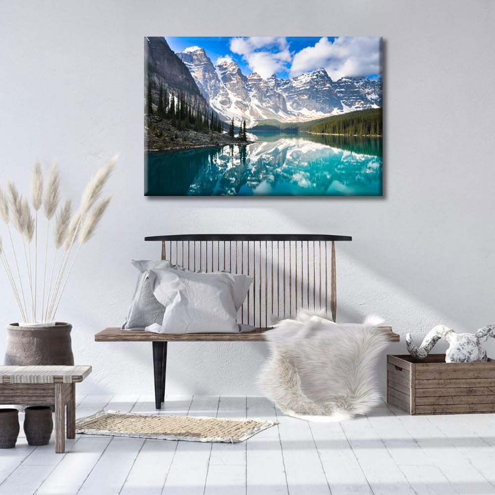 TISHIRON Winter Landscape Canvas Wall Art Hairy Camel Wall Decor Living Room Moraine Lake Rocky Mountains Canada Scenery Wall Decor for Bedroom Posters and Prints Framed Ready to Hang (16" Wx24 H) - Image 3