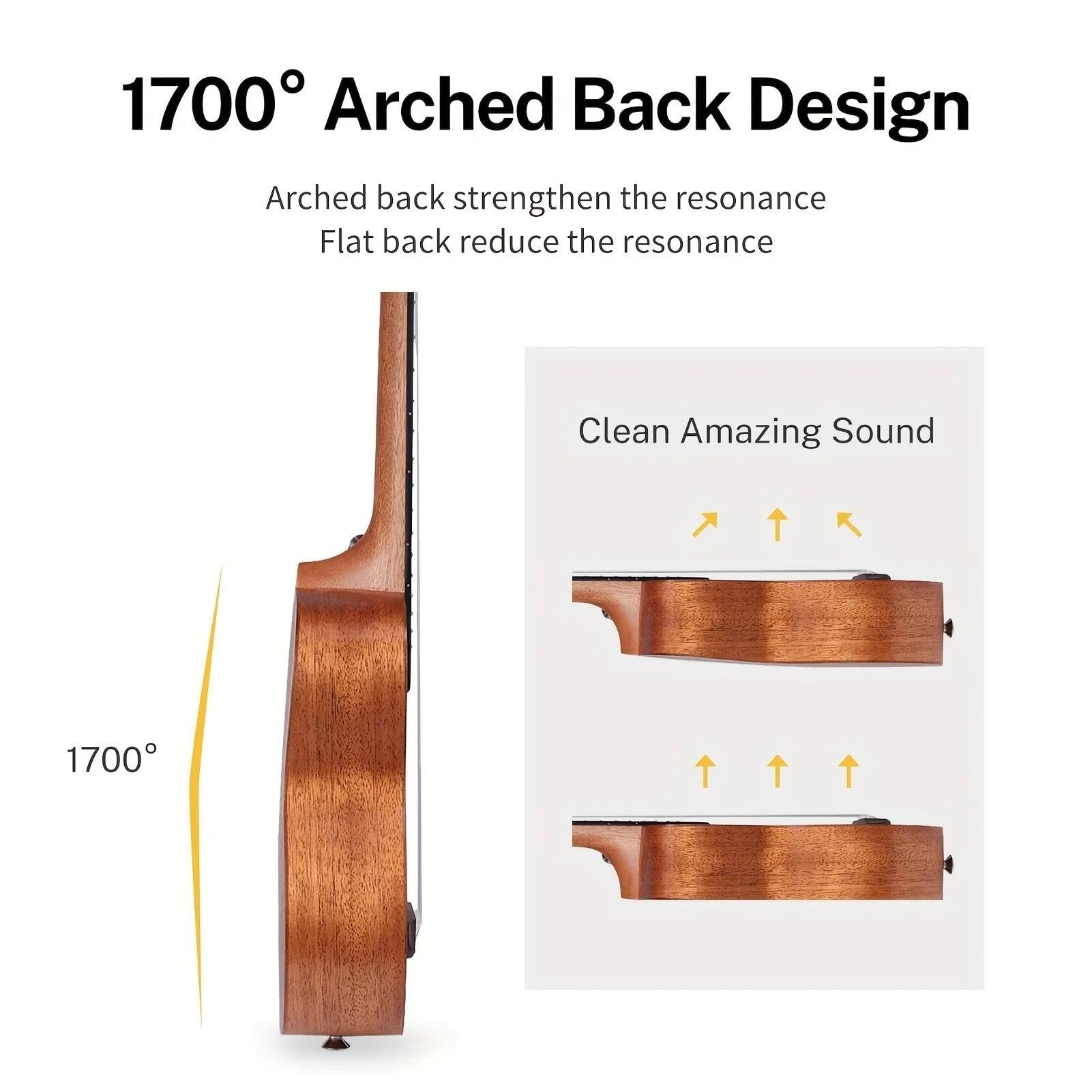 Ukulele Mahoń Fornir 26-calowy Zestaw Startowy Ukelele Zestaw Nylonowych Sznurków Ukulele Set(Wood)