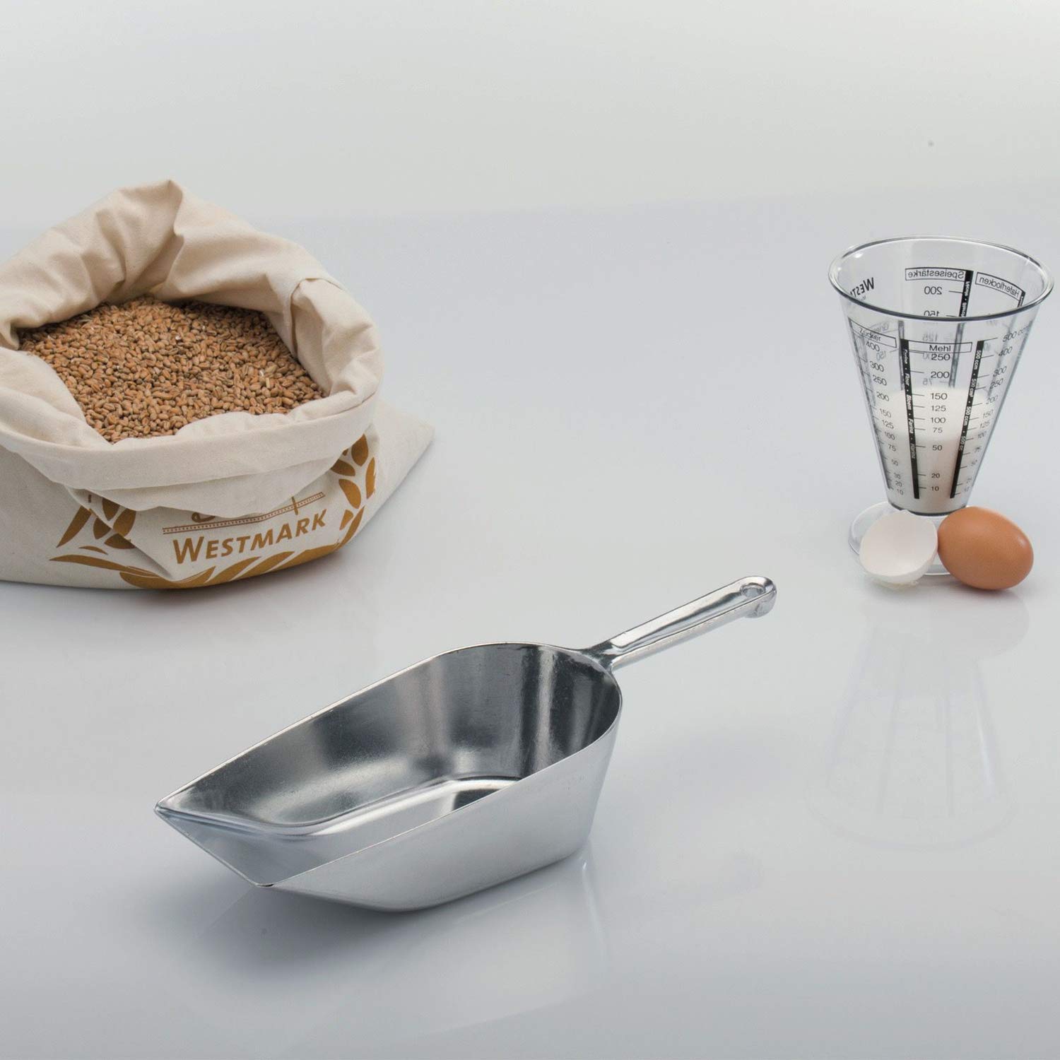 Westmark Łyżka do pieczenia/ważenia/napełniania, pojemność: 1100 ml (ok. 1000 g mąki), aluminium, Hygia, srebro, 91812291