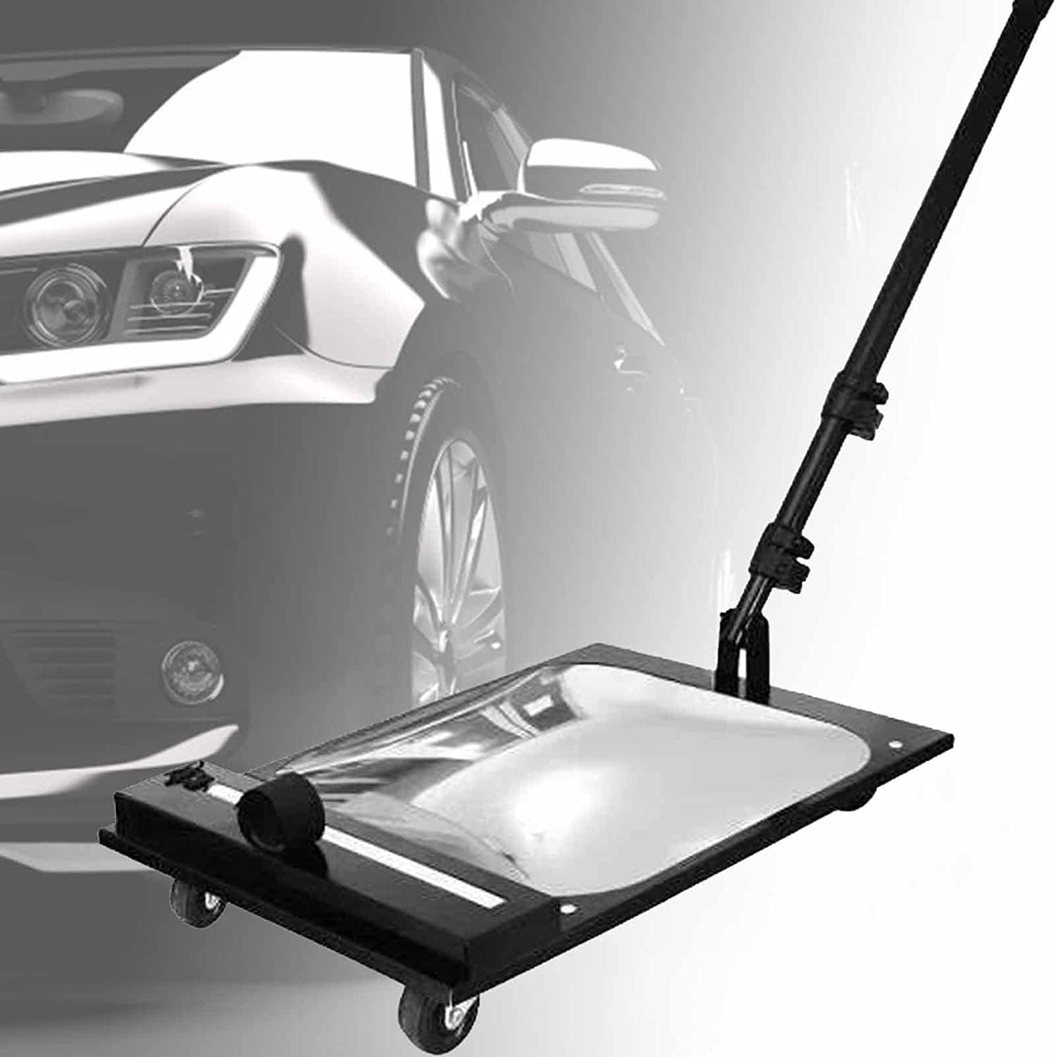 Vehicle Inspection Mirror Under Vehicle Inspection Mirror with Wheels and Led Light,Extendable Inspection Mirror for Car Workshops,Mechanics,Inspectors Security Mirror,Black