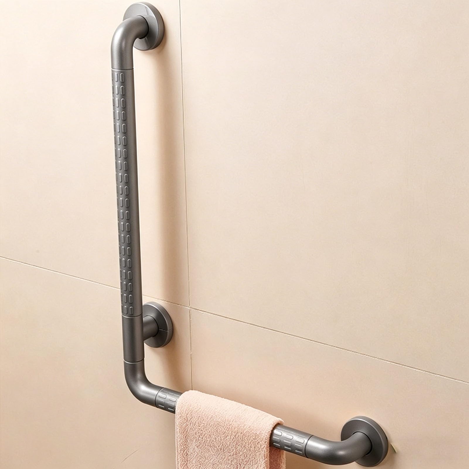 Poręcze do montażu na ścianie, wieszak na ręczniki Bezpieczeństwo w łazience Poręcz dla niepełnosprawnych seniorów, uchwyt w kształcie litery L 45 cm 40 cm(45x45cm/17.71x17.71in)