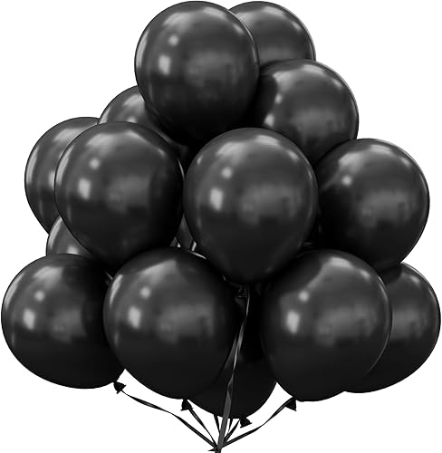 Kit de guirnalda de globos metálicos negros, 50 unidades, globos cromados negros de 12 pulgadas