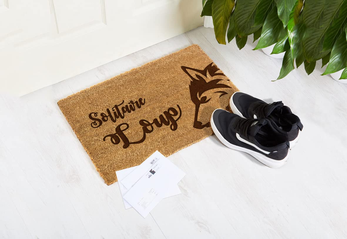 Paillasson personnalisé en fibre de coco avec n'importe quel texte, Tapis antidérapant et absorbant, Différents motifs de paillassons internes pour l'intérieur de la maison (90 x 60cm, modèle 15)