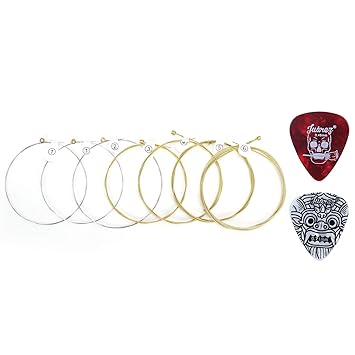 Juarez Extra Light Copper Wound Acoustic Guitar Strings Set – 0.010–0.048 Gauge, 7 Strings (Extra 1st String), Bright Copper Tone, Includes 2 Picks – For All Acoustic Guitars JAGSP300 - image, photos