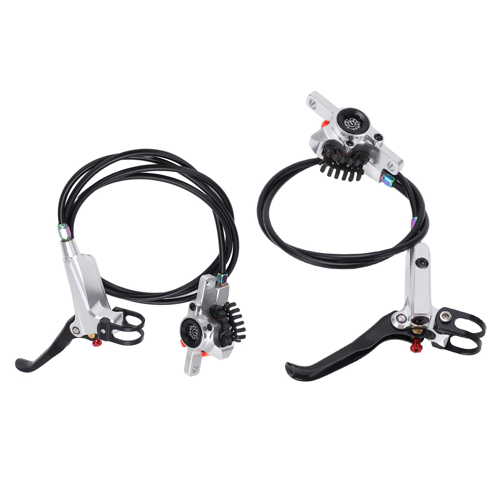 Meijun Bicycle Disk Brake Set non glisser Ligne arrière avant Tiler les étriers de frein hydraulique accessoire (Argent)