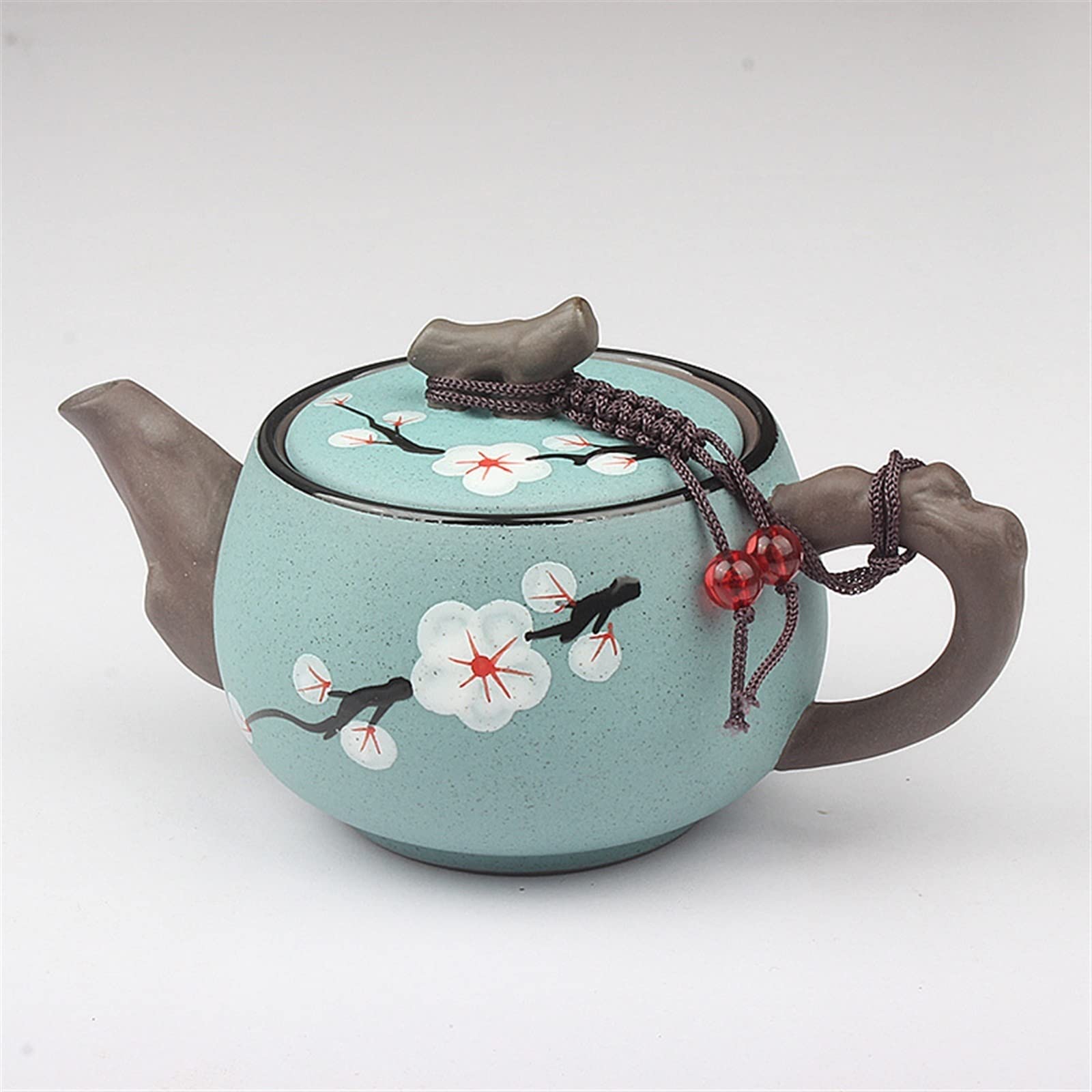 Tetera pequeña de 200 ml con diseño de Ciruela Pintada a Mano, Exquisita Tetera Hecha a Mano, Tetera Sencilla y Elegante de Arena Morada.