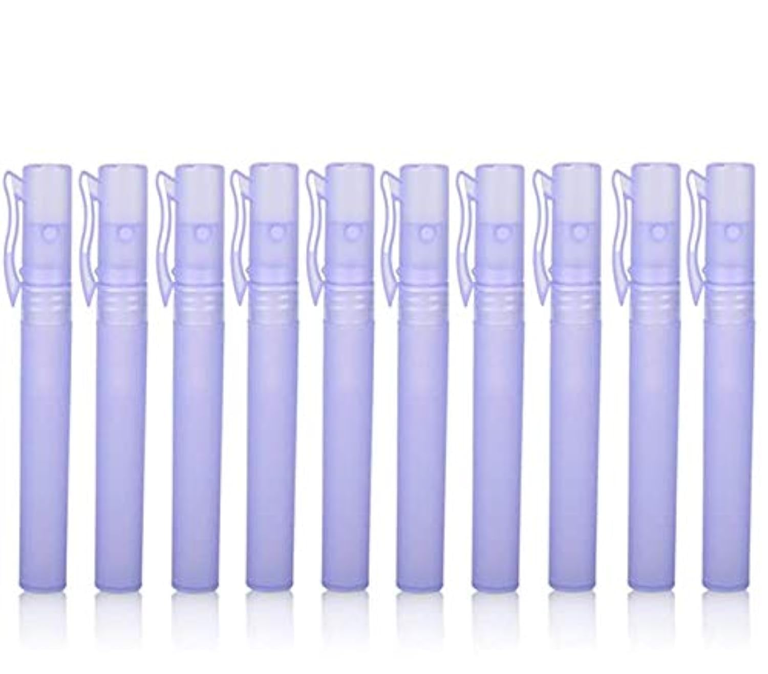 10ml Pen Clip Fine Mist,10 Pcs Plastic Frosted Atomizer Vials Empty Portable Refillable Pump Spray Bottle Perfume hand Sample Tube Travel Makeup