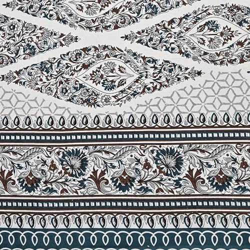 Image of 100% Cotton Single Bedsheet with 1 Pillow Cover | 240 TC Pure Cotton Flat Bed Sheet | Traditional Jaipuri Printed Bedding Set | Soft & Breathable | 60 x 90 Inch (Rangmahal Single 31)