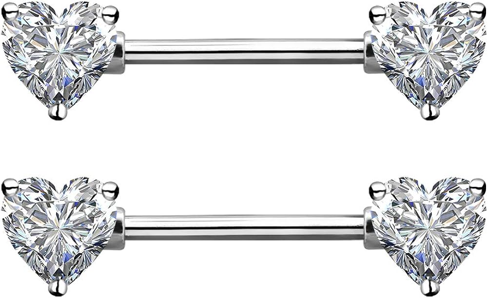 OUFER 2 Pcs Piercing Téton Mamelon en Acier Chirurgical 316L Anneaux