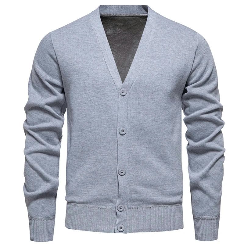 Men Sweater Business Casual Classic V-Neck Solid Color Cardigan Korean Knitwear Sweater3