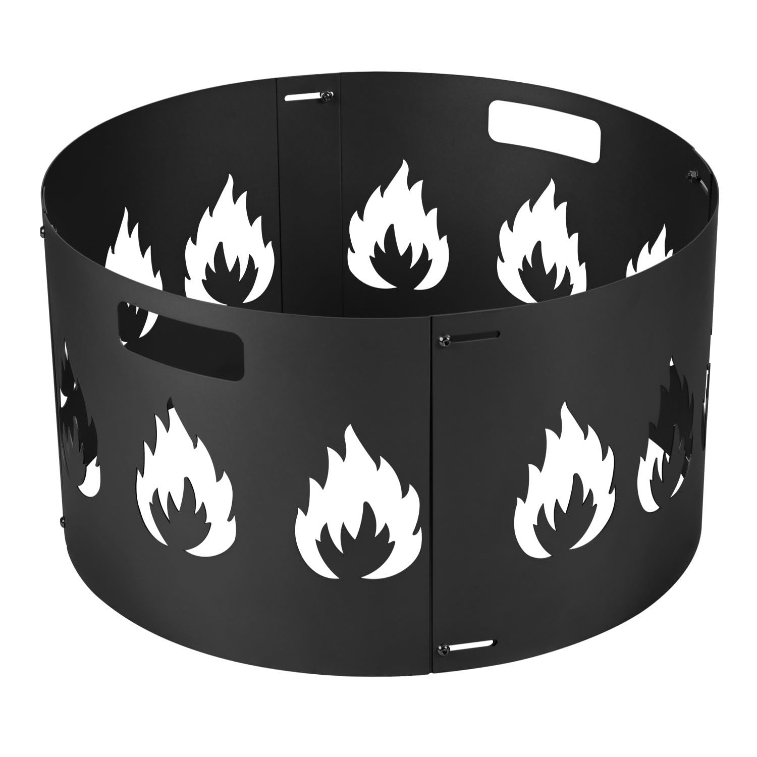 Brasero de protección contra chispas ajustable Ø 55 – 60 cm, rejilla de chispas con asa, chapa de acero de 1,2 mm de grosor, 4 piezas enchufables, perfecta para jardín y terraza, color negro