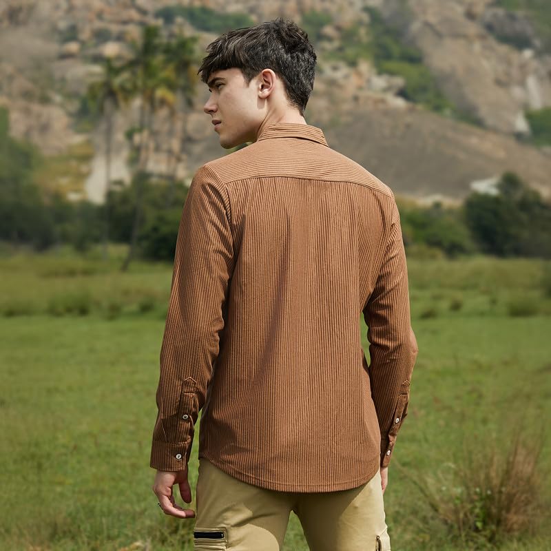 Image of CAHOOT Men's Shirt for Casual Wear | Spread Collar | Long Cuffed Sleeves | Button Closure | Shirt Crafted with Comfort Fit for Everyday Wear