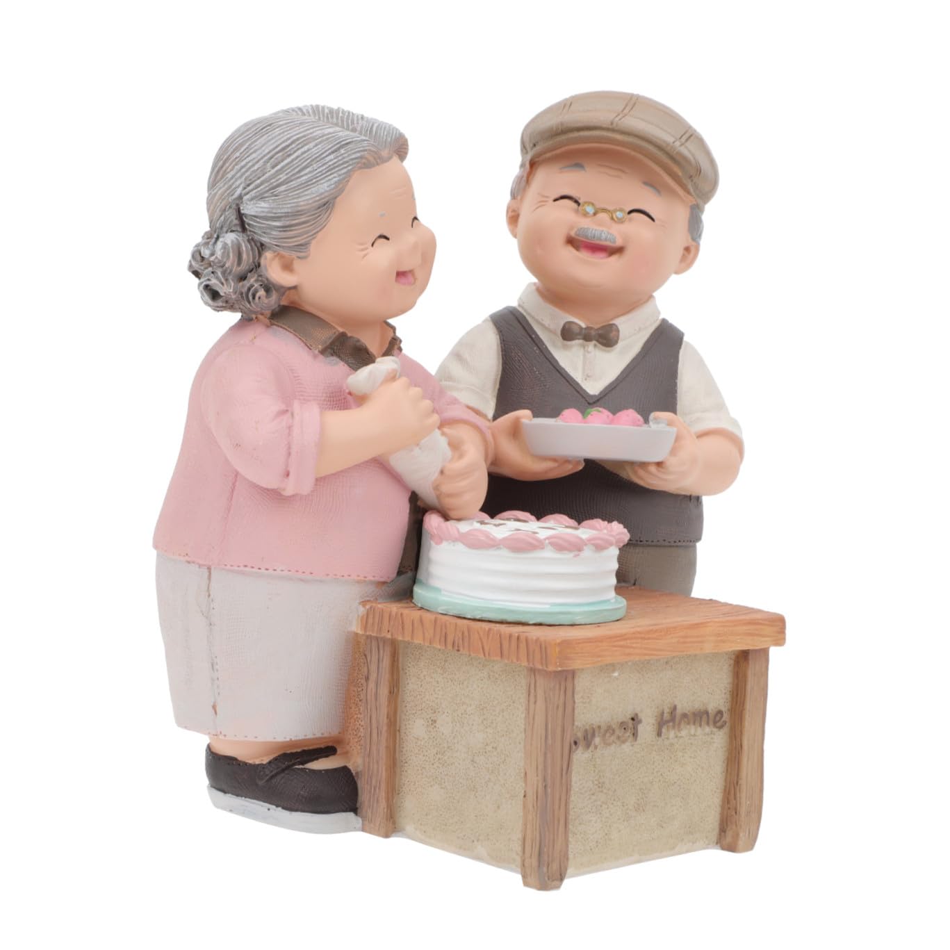 Alipis Kunstharz Figur Älteres Ehepaar als Kreative Deko für Zuhause Leicht und Tragbar Geschenkidee zum Hochzeitstag oder Valentinstag