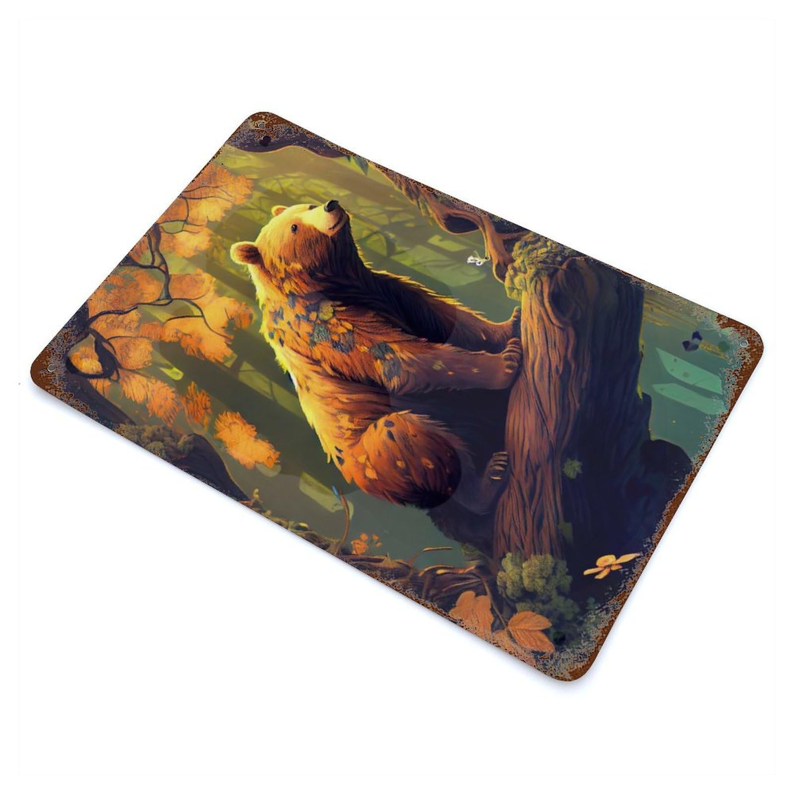 Into The Wild BearKing 2 Vintage Rust Metal Sign 11.8"x7.9", Farmhouse Wall Decor for Garage, Pub Or Kitchen