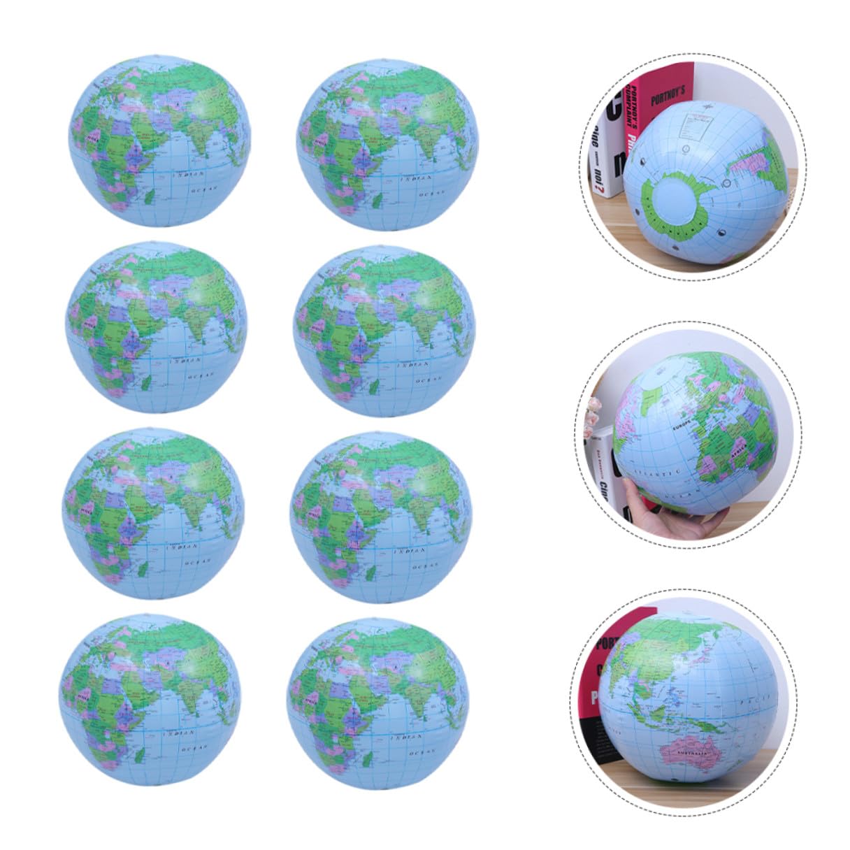 BESPORTBLE Palloni Gonfiabili da Spiaggia a Forma di Globo 30 Cm, Giocattoli Educativi per Ragazzo Ragazza, Pvc Resistente Riutilizzabile, per Piscina, Spiaggia e Giochi All’aperto,