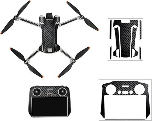 Mini 3 Pro Skin Decal para DJI Mini 3 Pro Camera Drone Quadcopter Body Arm RC Control Remoto Juego completo de calcomanías (fibra de carbono negro)