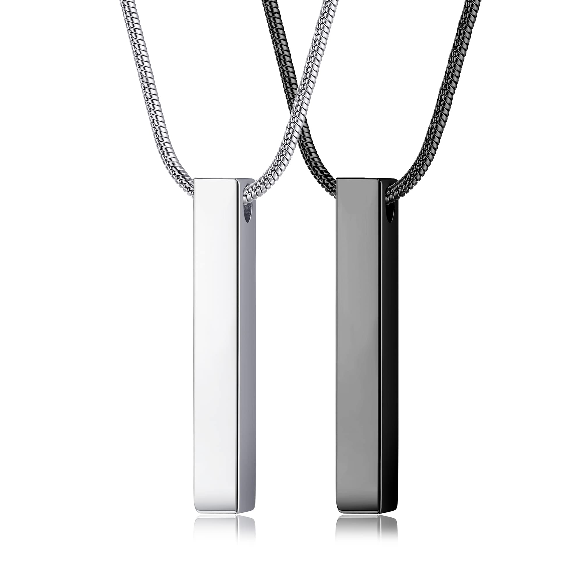 MILACOLATOCollares Hombre Barra de Acero Inoxidable Collar Colgante para Hombres y Mujeres Collares de Parejas 22 pulgadas Cadena de serpiente Unisex