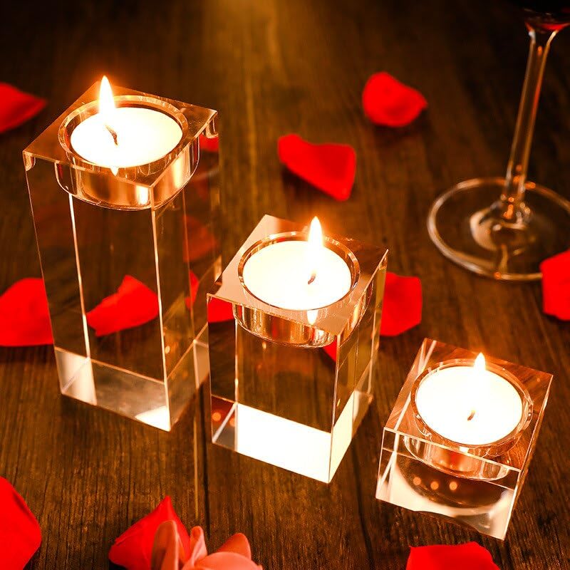 Home Decorations Crystal Candlestick Wedding Glass Candle Holder Table Centerpieces Bar Coffee Shop Decorations (Size : 12cm)