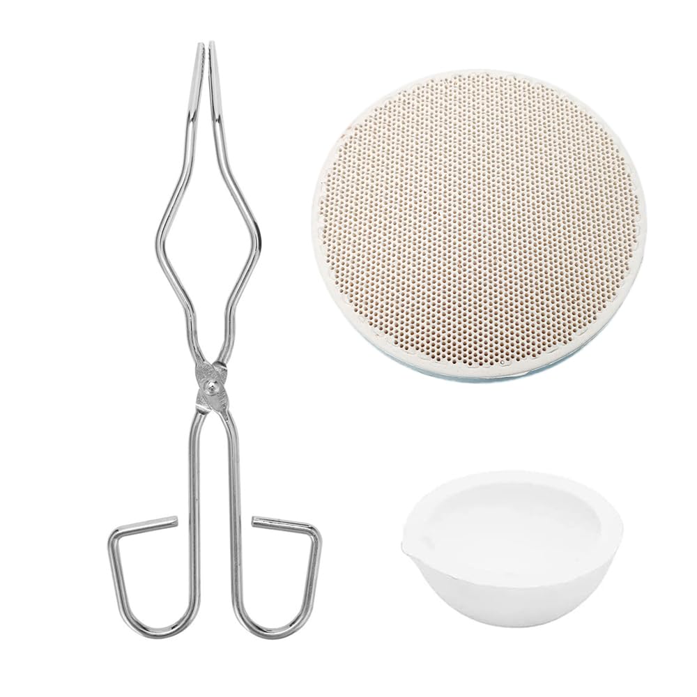 Skypro Gold/Silver 3Pcs Welding Melting Casting Kit, Soldering Honeycomb Panel Jewelry Making Tools Crucible Tong Alumina Crucible For Metal,- And Copper Ingot Torch Melting Kit Tool