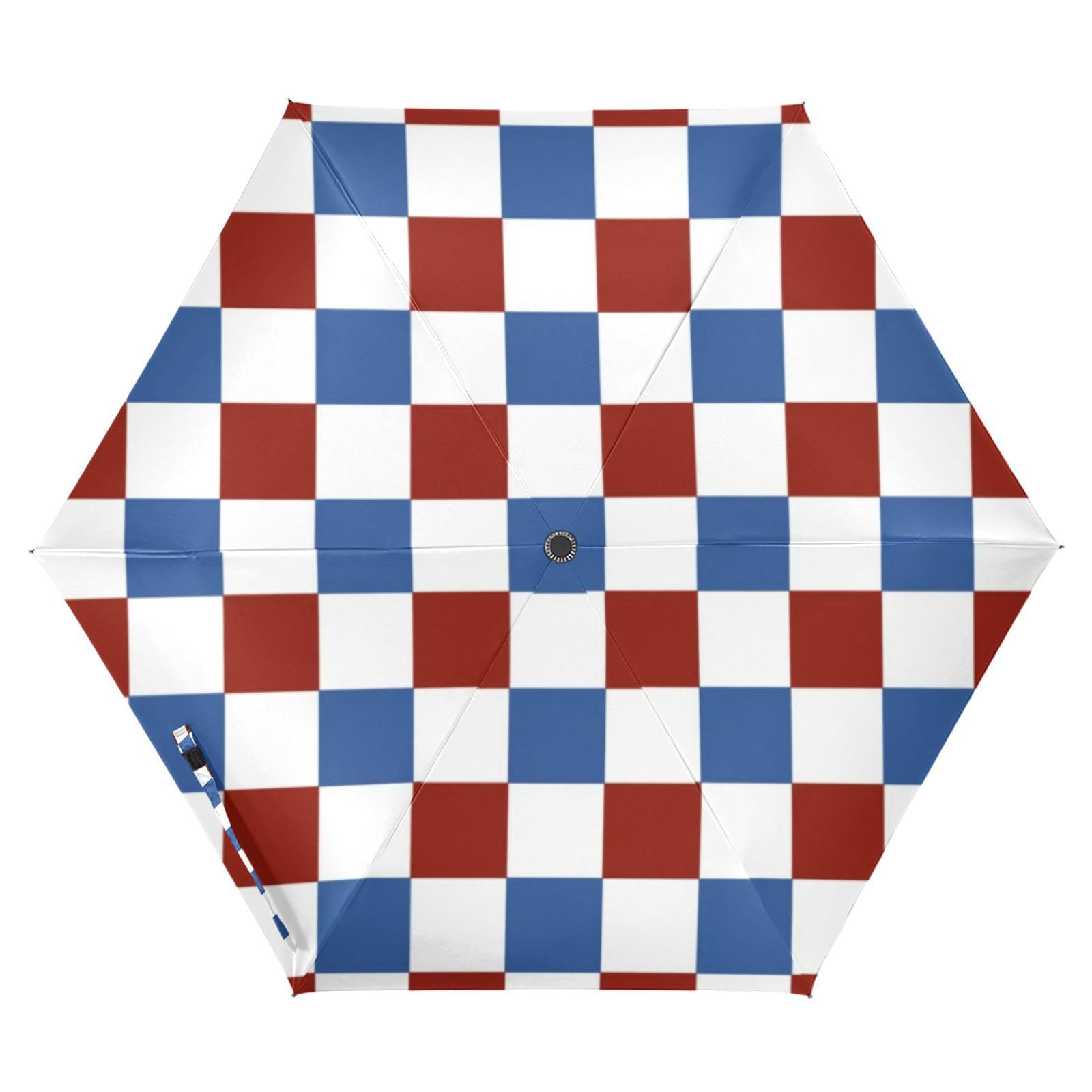 EtherSpher Red and Blue Plaid 4th Of July Independence Day Rain Umbrella 39 Inch Heavy Duty auto open close Golf Umbrellas For Rain for Good for Car, Golf, and On-the-Go Outdoor Defence Accessories