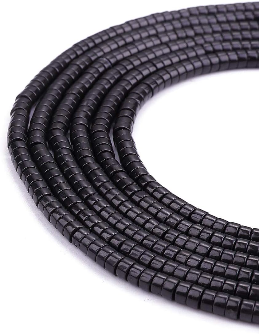 Natural Black Onyx Spacer Beads Caps Loose Semi Gemstone for Beading Jewelry Making 4mmx2mm 38cm Black Onyx 4mm x 2mm