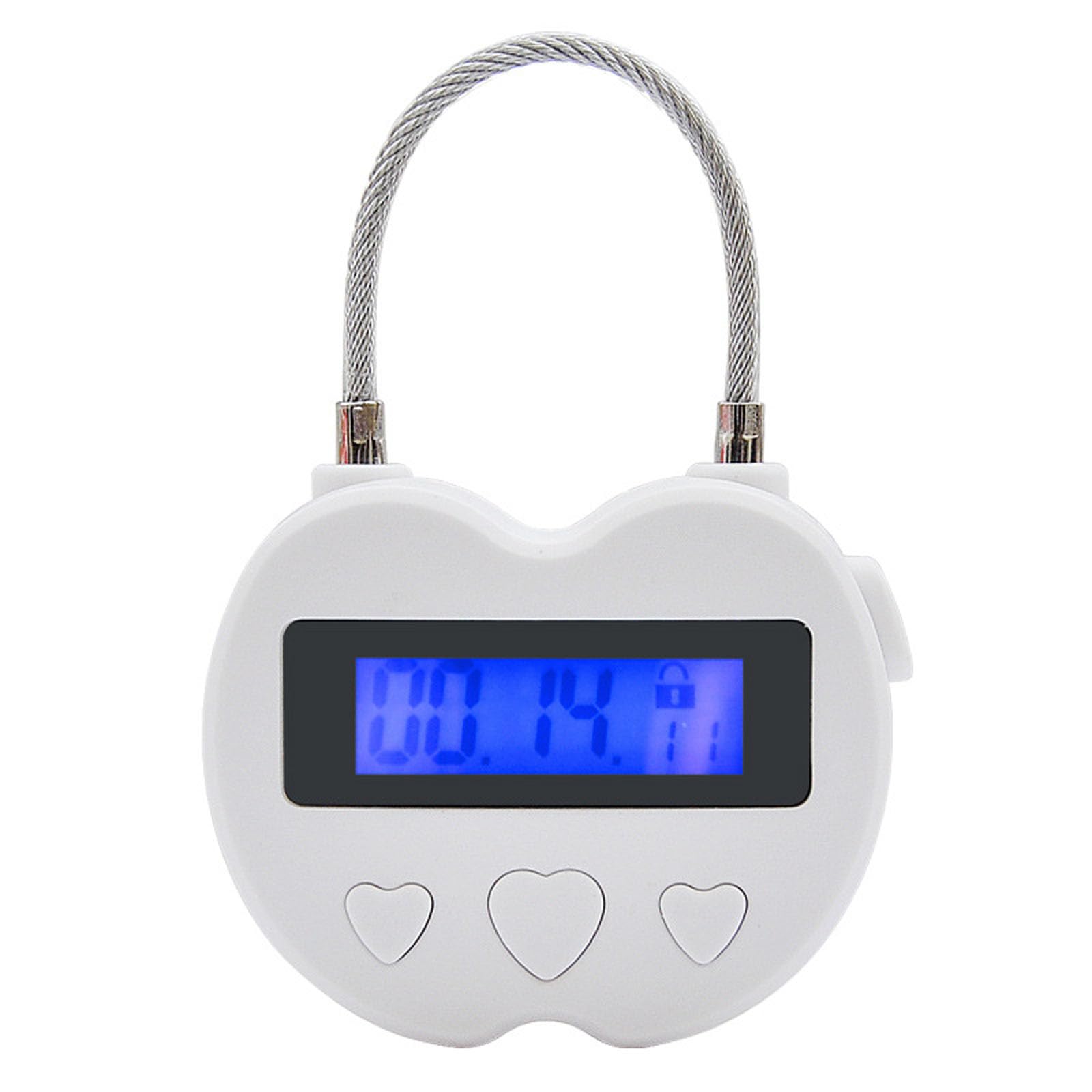 Meichoon Timer Lock Smart Padlock for Chastity Control LCD Display 99-Hour Countdown USB Rechargeable Ideal for Adult Games and Behavioral Training White