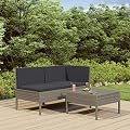 Matalde 3 Piece Patio Lounge Set with Cushions Poly Rattan Gray-138
