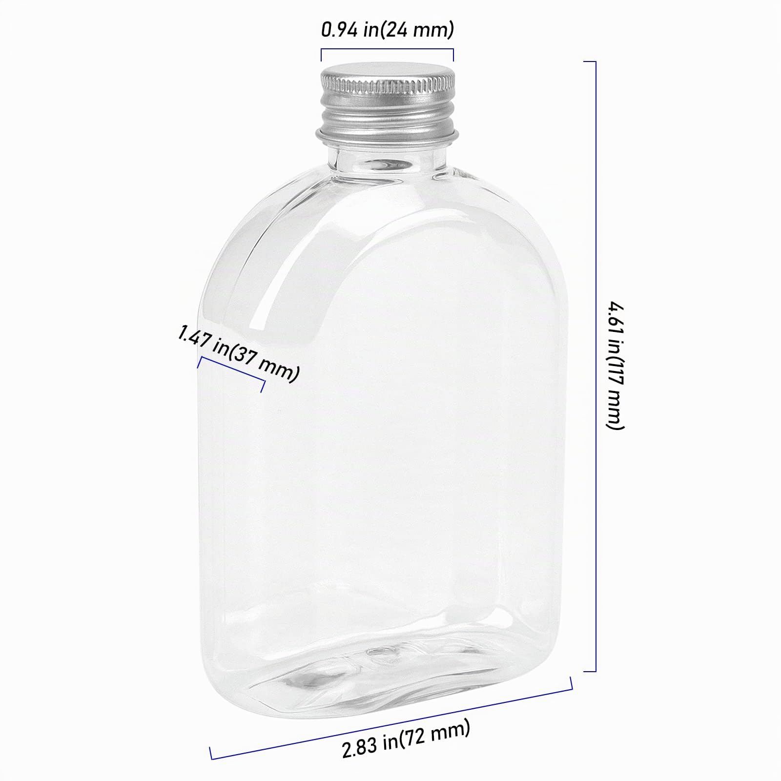 Lot de 36 bouteilles de jus en plastique avec couvercles en aluminium, bouteilles vides transparentes avec bouchon à vis, bouteilles de jus réutilisables pour jus, lait