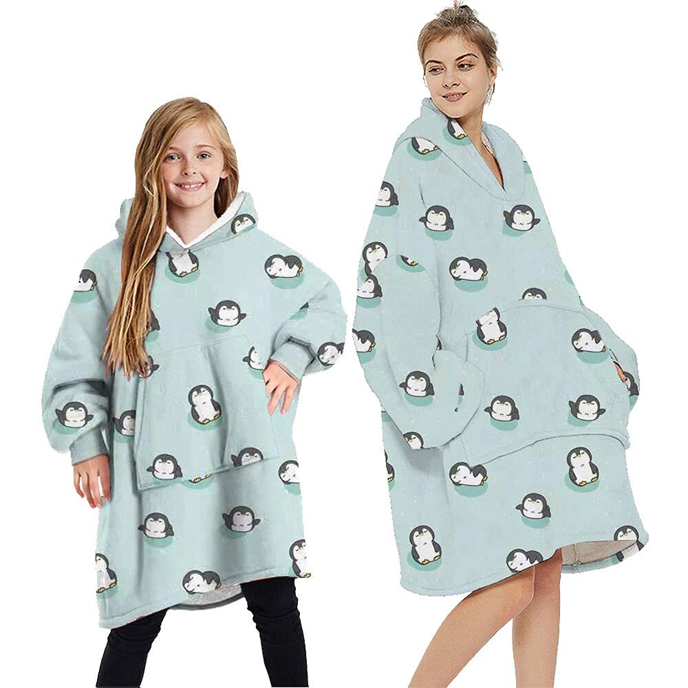 Family Matching Oversized Hoodie Blanket Soft Sherpa Wearable Blanket Hoodie for Women Men Boy Girl with Big Pocket