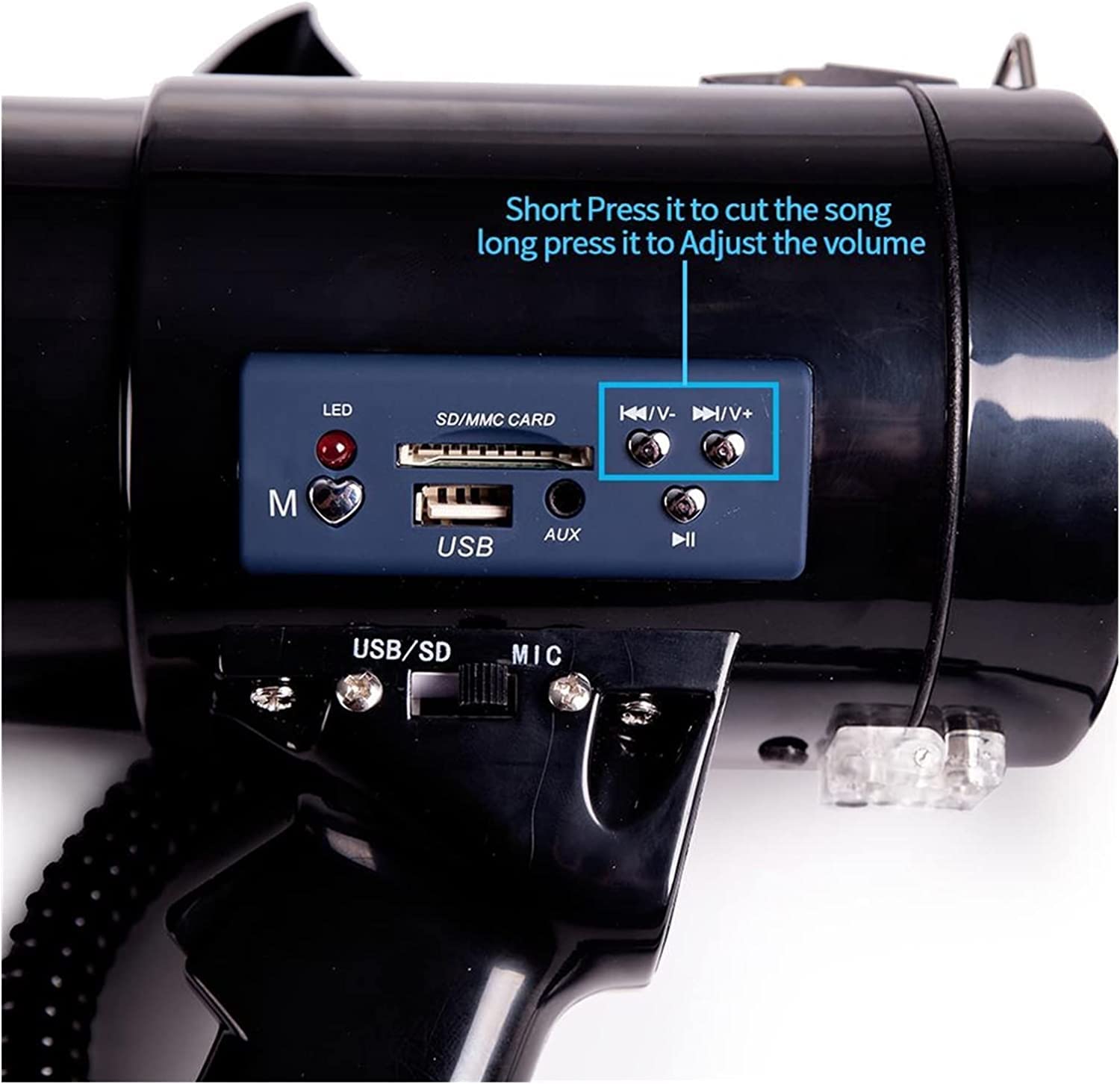 Mégaphone en plastique professionnel 25 W-50 W Distance 600 m avec sirène intégrée Bullhorn haut-parleur clair