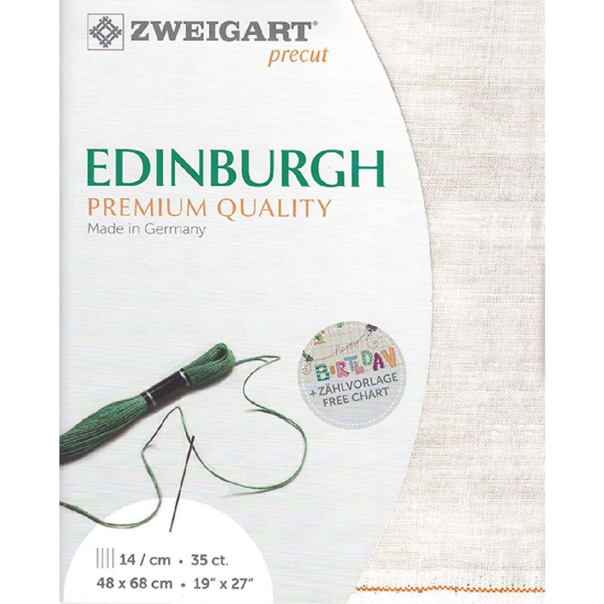 Zweigart Edinburgh Precut 35 ct. 3217 Colour 1079 Vintage Dune, Handmade Fabric Made of 100% Linen for Embroidery 48 x 68 cm