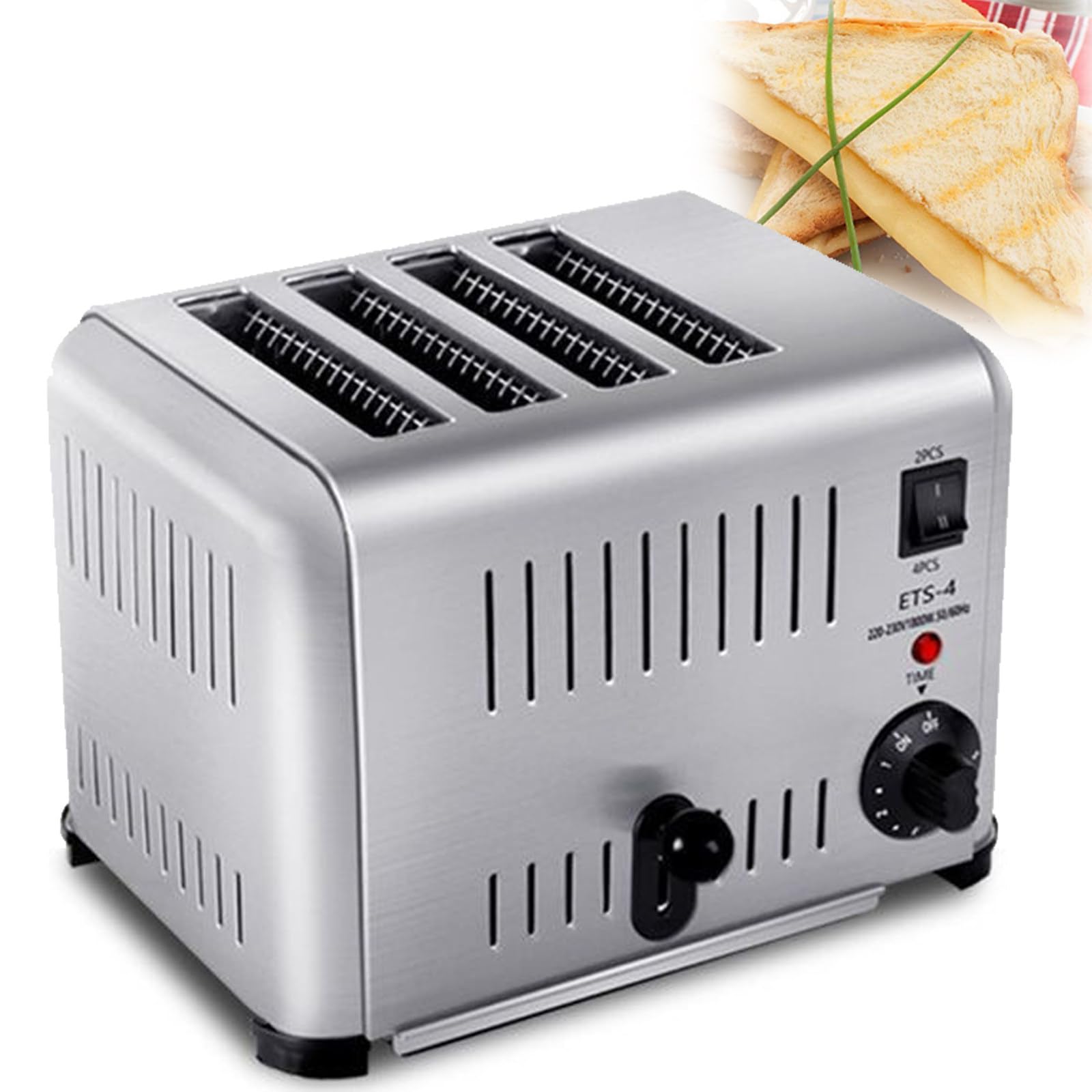 Tostadora De Pan De Ranuras Anchas Con 5 Configuraciones De Tostado, Tostadora De Acero Inoxidable, Bandeja Para Migas ExtraíBle, FuncióN De CancelacióN/DescongelacióN,Sixpieces
