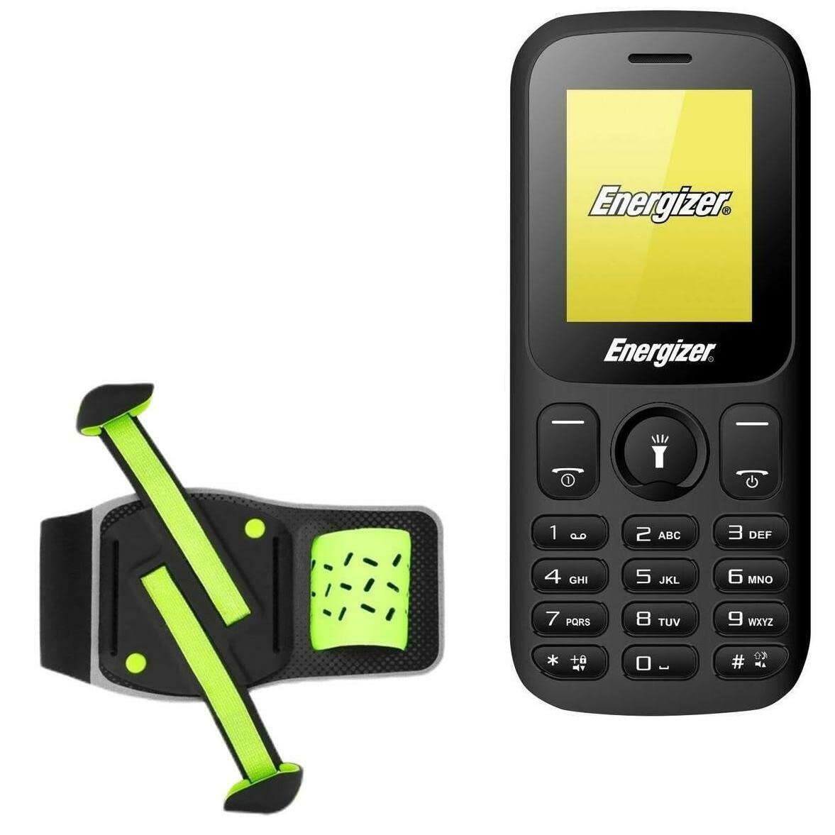 BoxWave Holster Compatible with Energizer E10+ - FlexSport Armband, Adjustable Armband for Workout and Running - Stark Green