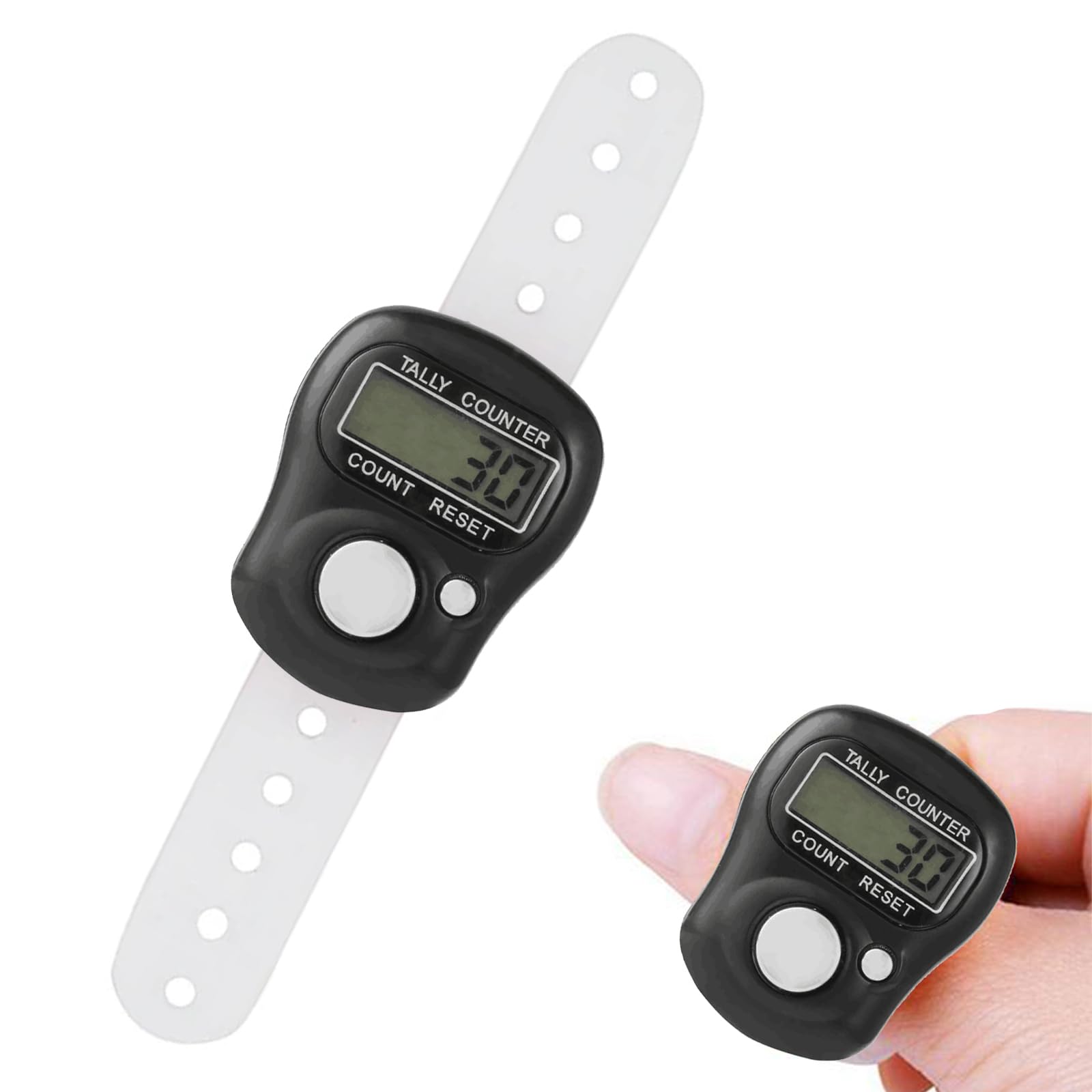 KARELLS Contatore Digitale a Dito Nero 2pcs