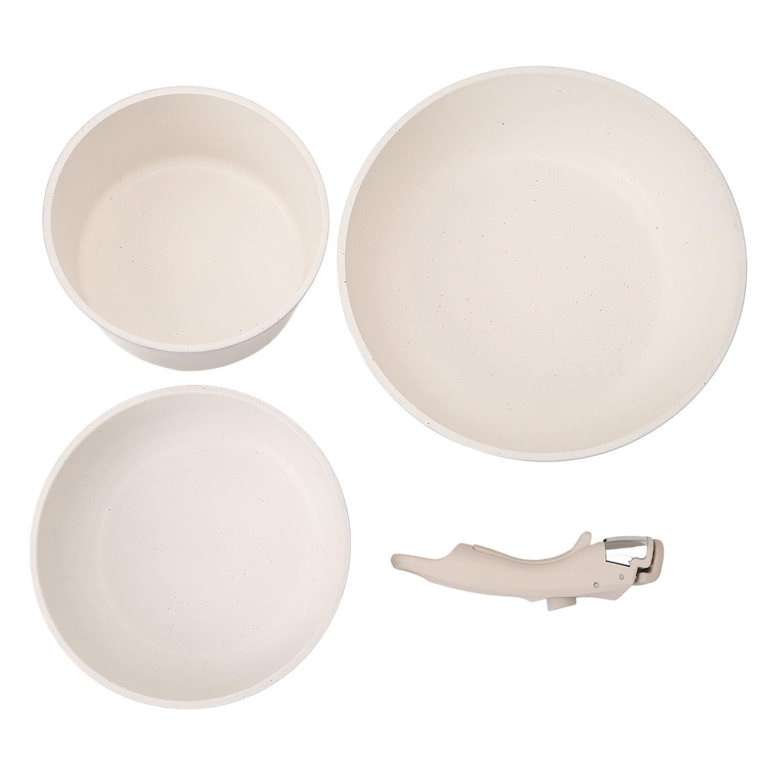 Juego de sartenes de 3 piezas, juego de utensilios de cocina antiadherentes con mango desmontable, juegos de utensilios de cocina para cocina de inducción, estufa de gas