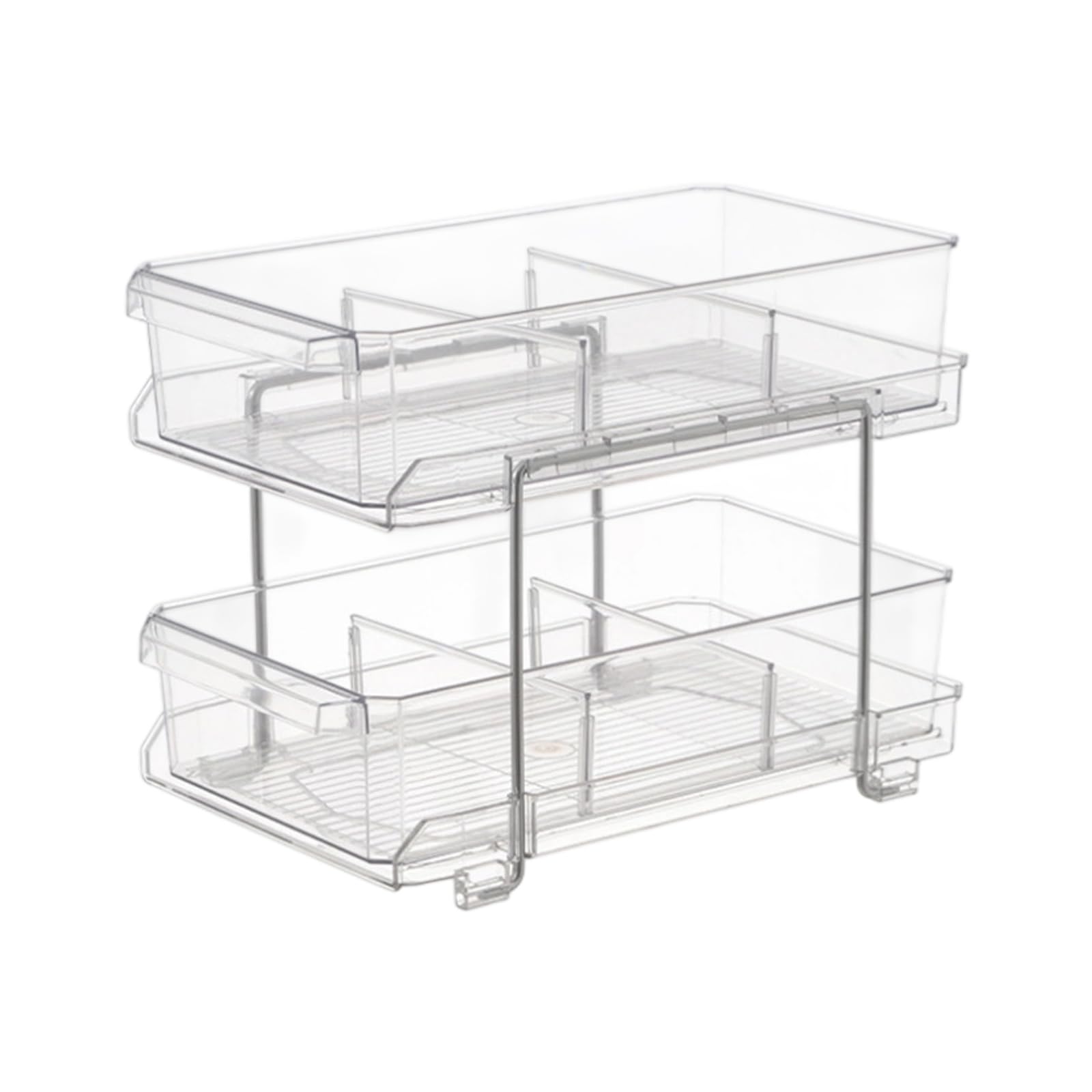 Buxuaaaa A Space-Saving Pull-Out Bathroom Kitchen 2-Tier Clear Crylic Shelf With Dividers Djustable Kitchen Rack