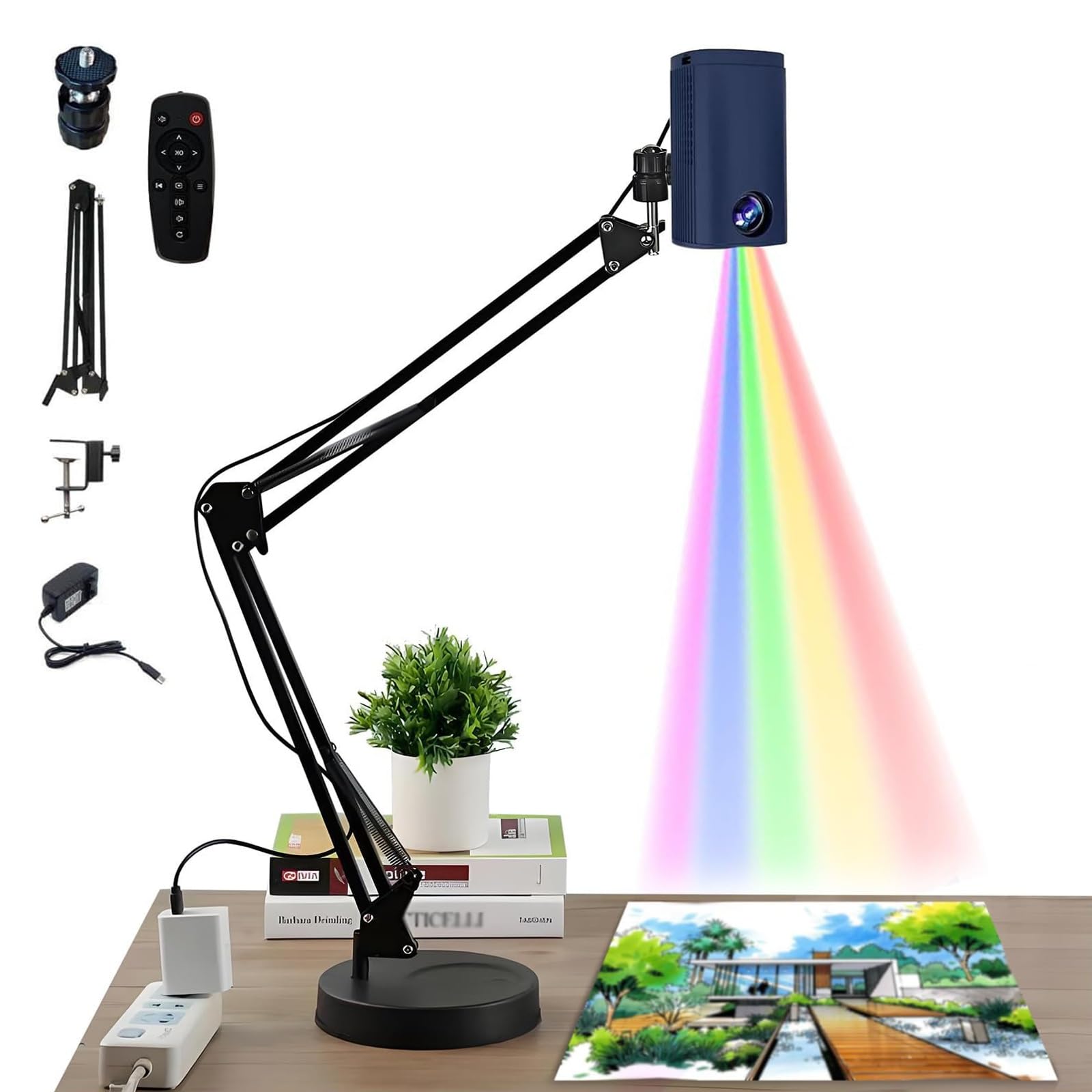 Lampe de Projection Artistique, Planche à Dessin étanche, projecteurs Portables pour Le Dessin, projecteurs intelligents pour Enfants et Adultes, Outils de Bureau pour la Peinture(Blue,0.6m)