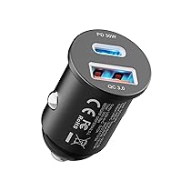 GRIFEMA Caricatore Auto USB C 30W, Adattatore Accendisigari a Doppia Porta con PD 30W e QC 3.0 18W, Ricarica Rapida per iPhone 17 16 15 14 Pro, Samsung Galaxy S25 S24 Ultra, Accessori Auto, Alluminio